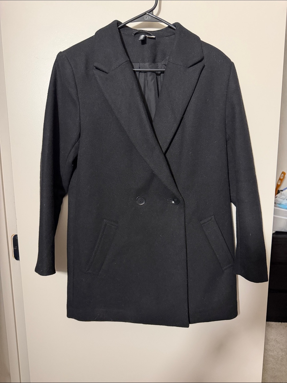 H&M Black Double-Breasted Pea Coat